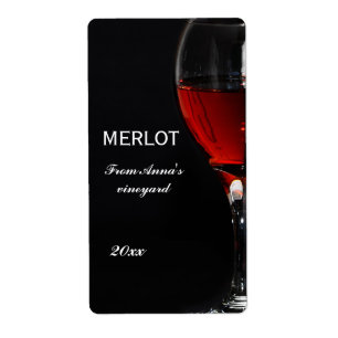 Red Wine glass and bottle Label