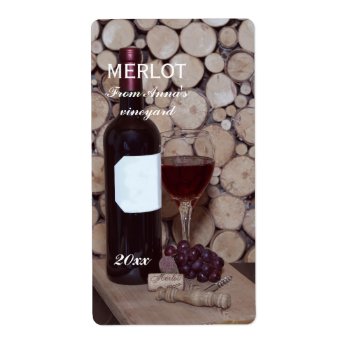 Red Wine Glass And Bottle Label by myworldtravels at Zazzle