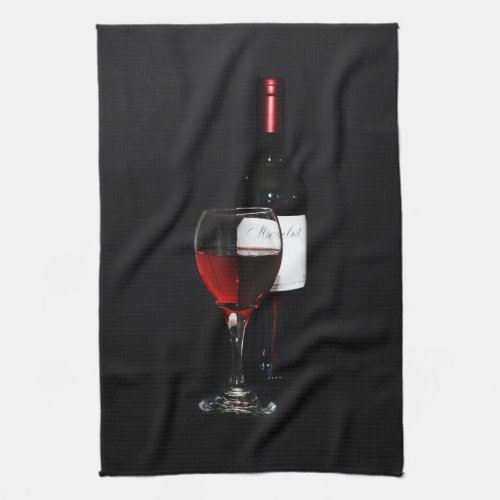red wine glass and bottle towel