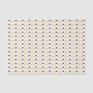 Red Wine Glass and Brie Cheese Food Print Tissue Paper