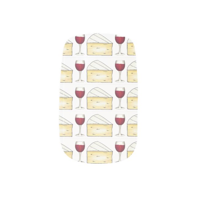Red Wine Glass and Brie Cheese Foodie Nail Art (Left Thumb)