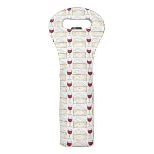 Red Wine Glass and Brie Cheese Gift Wine Bag