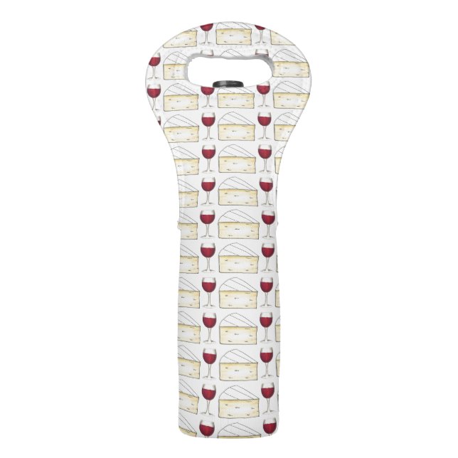 Red Wine Glass and Brie Cheese Gift Wine Bag (Front)