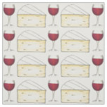 Red Wine Glass and Creamy Brie Cheese Foodie Fabric