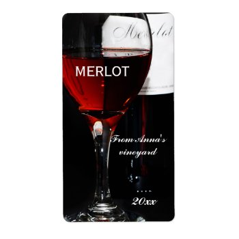 Red Wine Glass And Merlot Bottle Label by myworldtravels at Zazzle