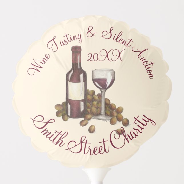 Red Wine Glass Bottle Grapes Wine Tasting Winery Balloon (Front)