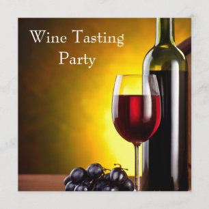 Red Wine Glass Bottle Wine Tasting Party Invitation