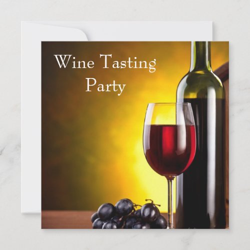 Red Wine Glass Bottle Wine Tasting Party Announcement