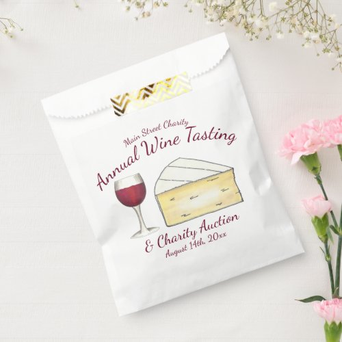 Red Wine Glass Brie Cheese Tasting Charity Event Favor Bag
