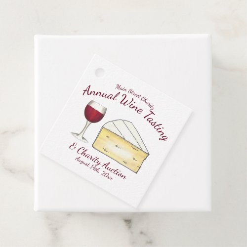 Red Wine Glass Brie Cheese Tasting Charity Event Favor Tags
