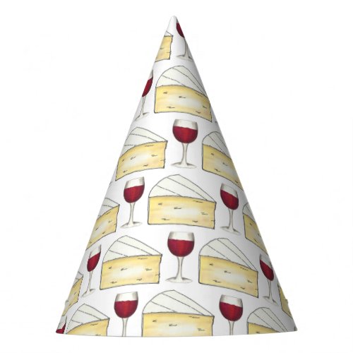 Red Wine Glass Brie Cheese Tasting Charity Event Party Hat