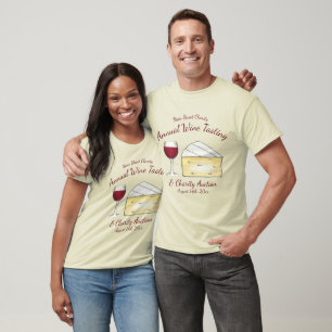 Red Wine Glass Brie Cheese Tasting Charity Event T-Shirt