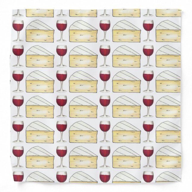 Red Wine Glass + Brie Cheese Tasting Winery Foodie Bandana (Front)