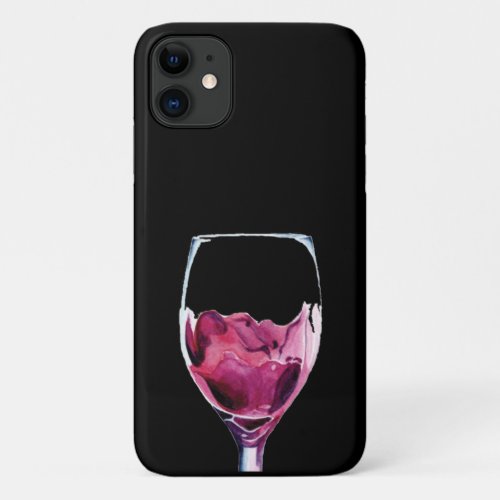 Red wine glass cabernet watercolor iPhone 11 case