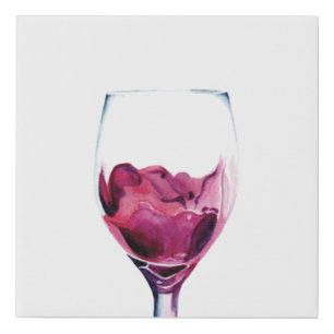 Red wine glass cabernet watercolor faux canvas print