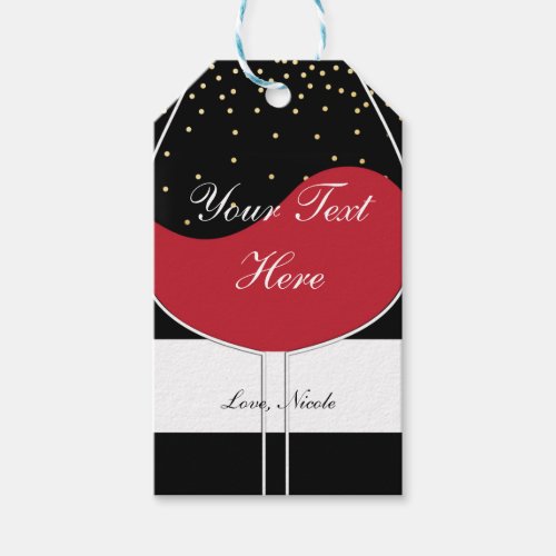 Red Wine Glass Chic Birthday Party Gift Tag