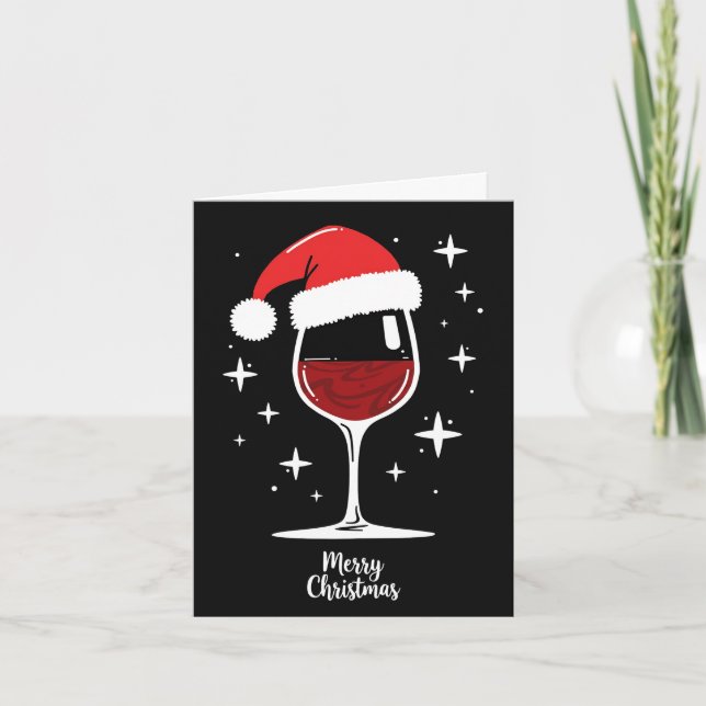 Red Wine Glass Christmas Card (Front)