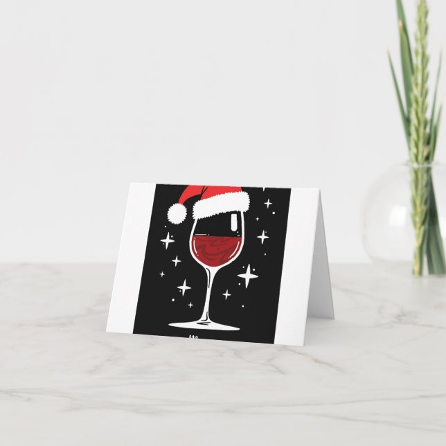 Red Wine Glass Christmas Card (Front)