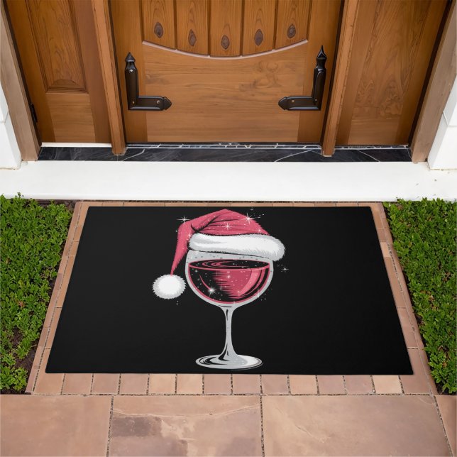 Red Wine Glass Christmas Funny Christmas Xmas  Doormat (Outdoor)