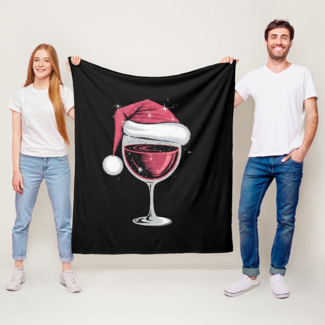 Red Wine Glass Christmas Funny Christmas Xmas  Fleece Blanket (In Situ)