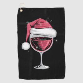 Red Wine Glass Christmas Funny Christmas Xmas Golf Towel