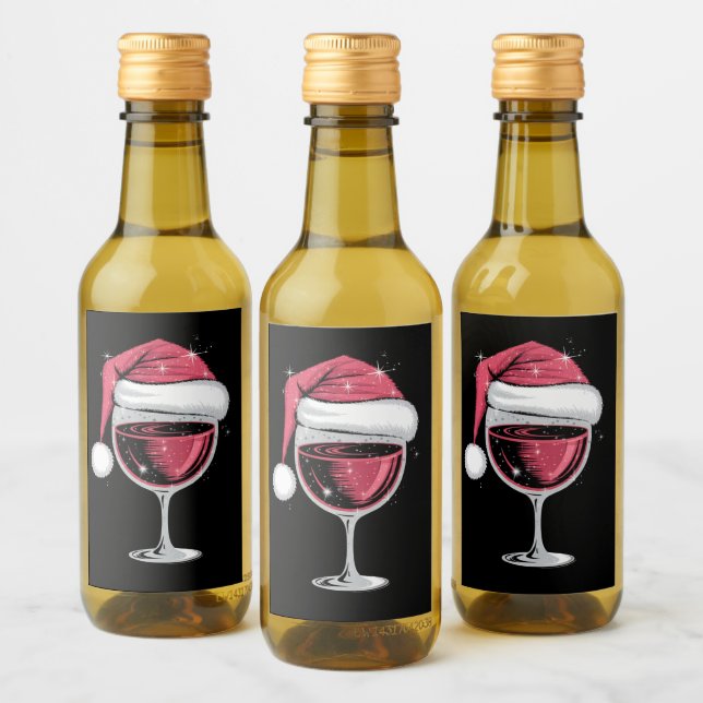 Red Wine Glass Christmas Funny Christmas Xmas  Label (Bottles)