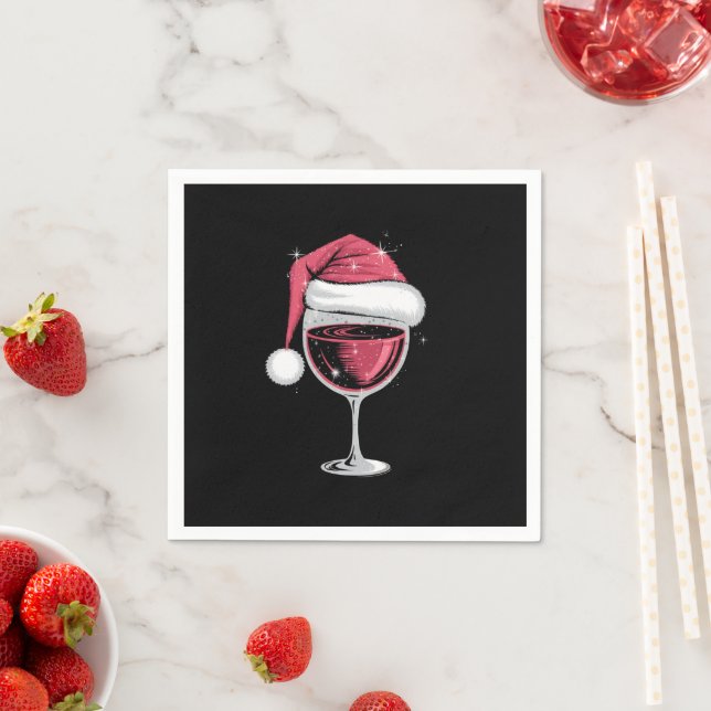 Red Wine Glass Christmas Funny Christmas Xmas  Napkins (Insitu)