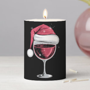 Red Wine Glass Christmas Funny Christmas Xmas  Pillar Candle