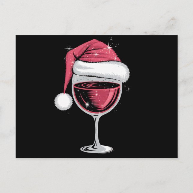 Red Wine Glass Christmas Funny Christmas Xmas  Postcard (Front)