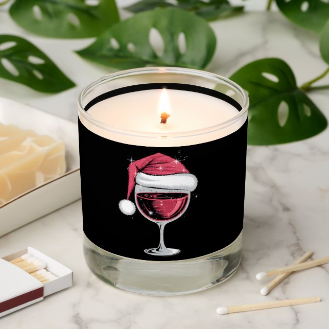 Red Wine Glass Christmas Funny Christmas Xmas  Scented Candle (Lit)