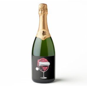 Red Wine Glass Christmas Funny Christmas Xmas  Sparkling Wine Label