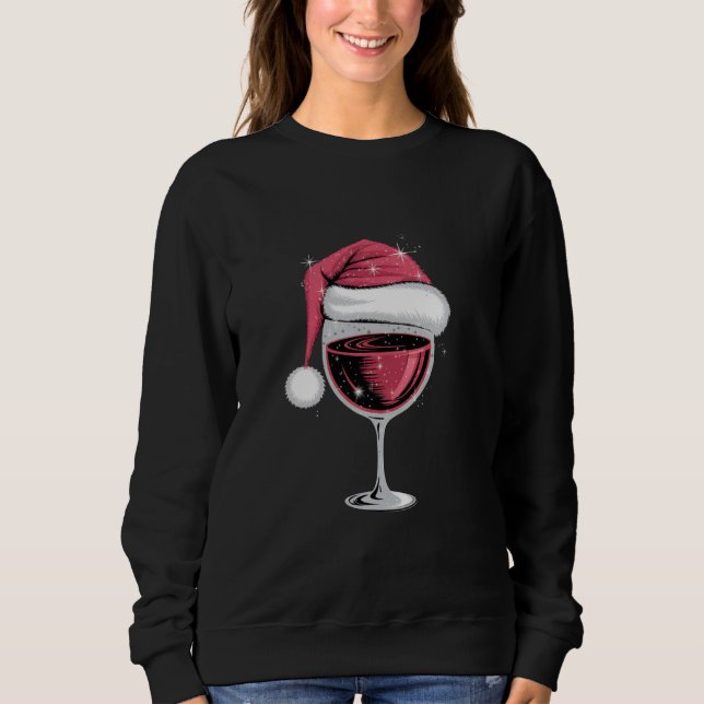 Red Wine Glass Christmas Funny Christmas Xmas  Sweatshirt (Front)