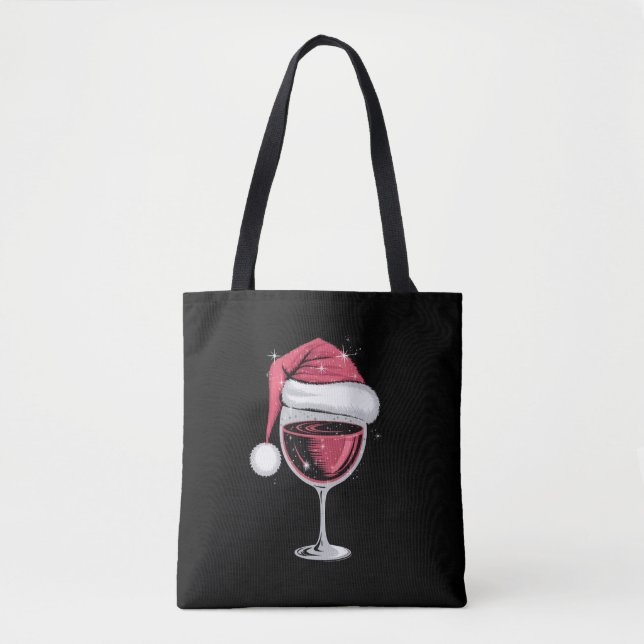 Red Wine Glass Christmas Funny Christmas Xmas  Tote Bag (Front)
