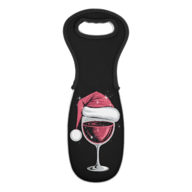 Red Wine Glass Christmas Funny Christmas Xmas  Wine Bag (Front Flat)