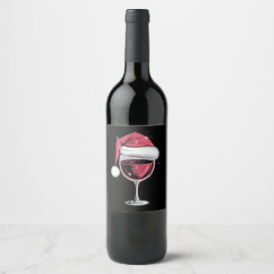 Red Wine Glass Christmas Funny Christmas Xmas Wine Label