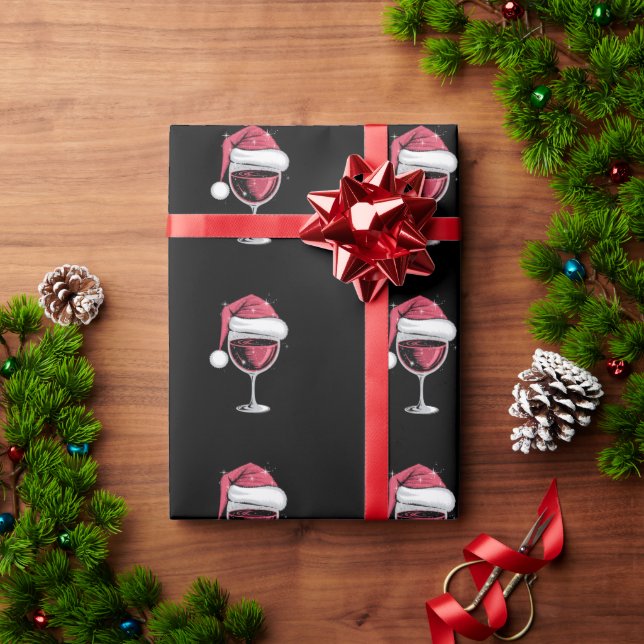 Red Wine Glass Christmas Funny Christmas Xmas  Wrapping Paper (Holiday Gift)