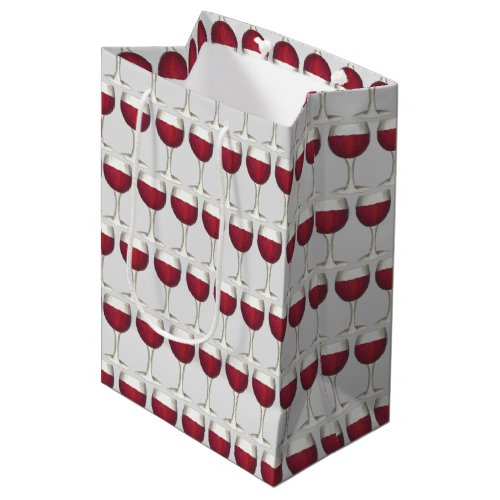 Red Wine Glass Cocktail Party Winery Vineyard Medium Gift Bag