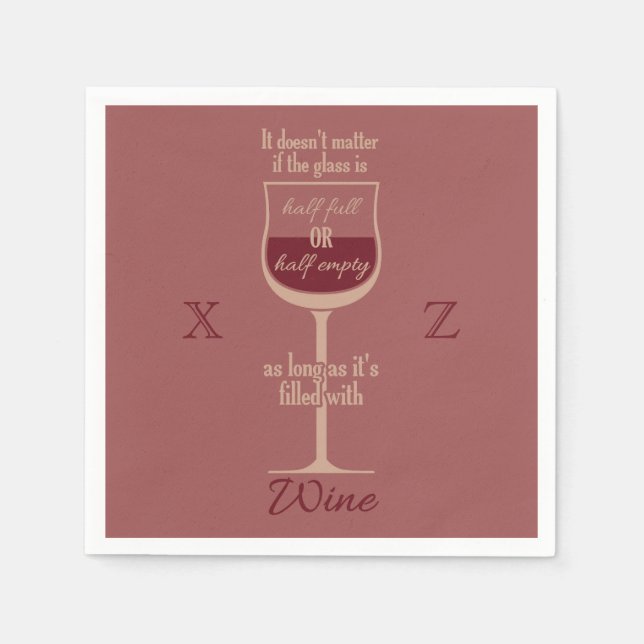Red Wine Glass custom paper napkins (Front)