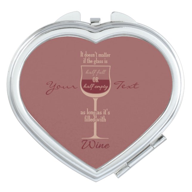 Red Wine Glass custom pocket mirror For Makeup (Front)