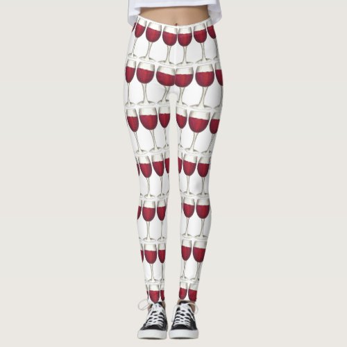 Red Wine Glass Glasses Merlot Cabernet Wines Food Leggings