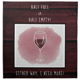 Red Wine Glass Half Empty Full Saying Watercolor Cloth Napkin
