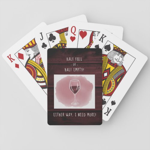 Red Wine Glass Half Empty Full Saying Watercolor Playing Cards