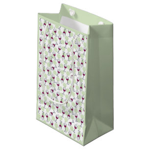 Red Wine Glass Illustrated Pattern Small Gift Bag