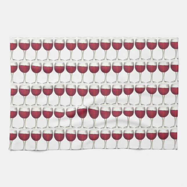Red Wine Glass Merlot Print Pattern Glasses Towel (Horizontal)
