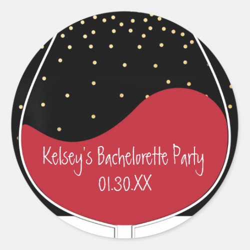 Red Wine Glass Modern Chic Favor Stickers