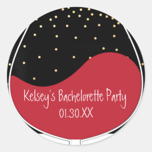 Red Wine Glass Modern Chic Favor Stickers