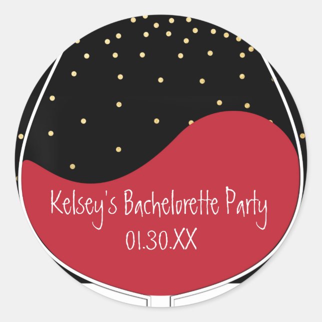 Red Wine Glass Modern Chic Favor Stickers (Front)