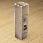 Red Wine Glass Olive Watercolor 50th Birthday  Wine Box<br><div class="desc">Red Wine Glass Olive Watercolor 50th Birthday wine box. The design has watercolor red wine glass and olive twigs and olives on a rustic stone texture. The text is fully customizable. Elegant and rustic birthday wine box for a woman or a man.</div>