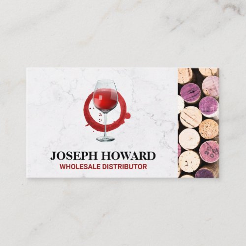 Red Wine Glass  Opened Corks Business Card