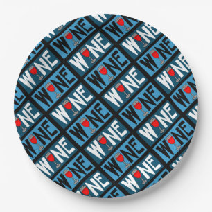 Red Wine Glass Pattern Paper Plates